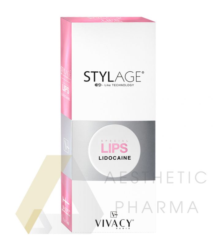 Boîte et seringue StylAge Special Lips Lidocaine. Acide hyaluronique réticulé pour augmentation des lèvres.
